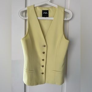 Zara light yellow waistcoat vest top Small